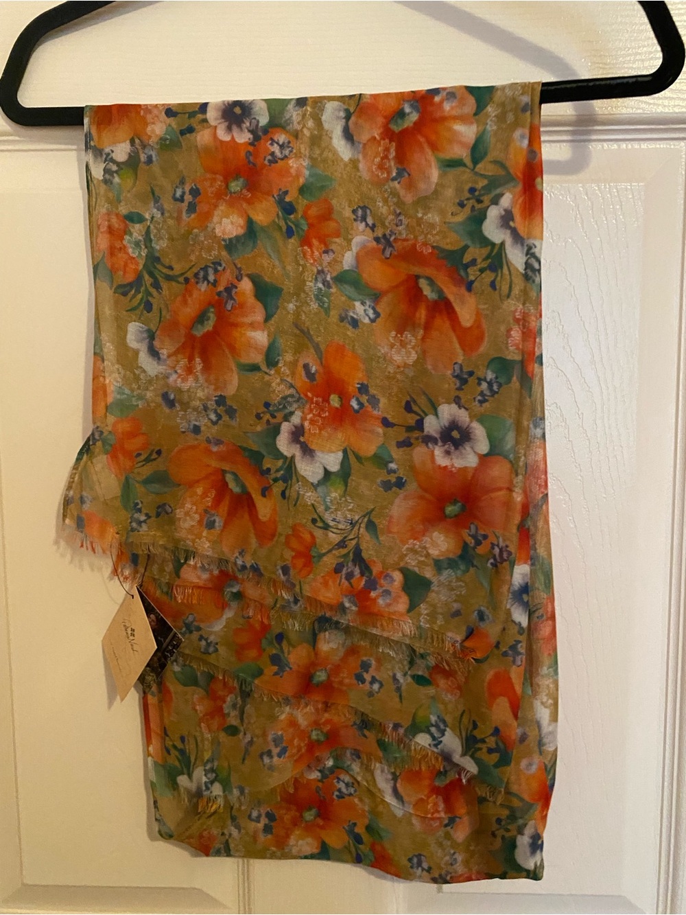 Patricia Nash Scarf Apricot Blossom Floral Print NWT